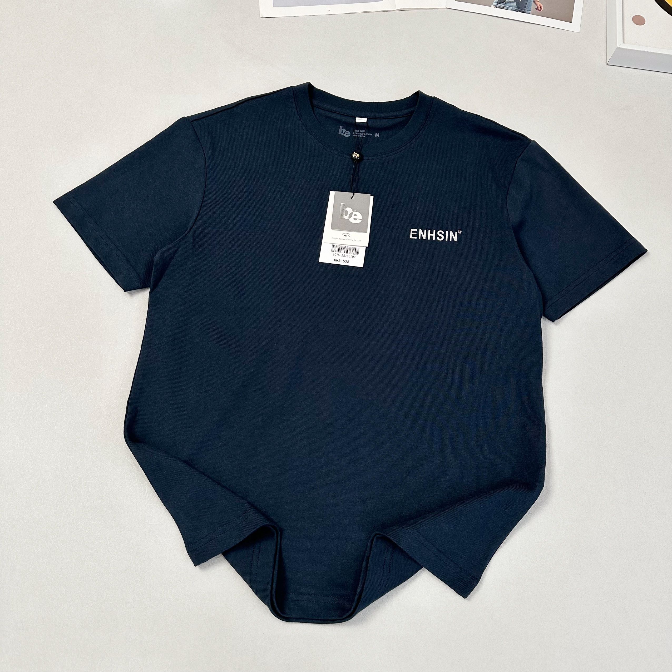 BE358男士纯棉高克重海军蓝短袖T
