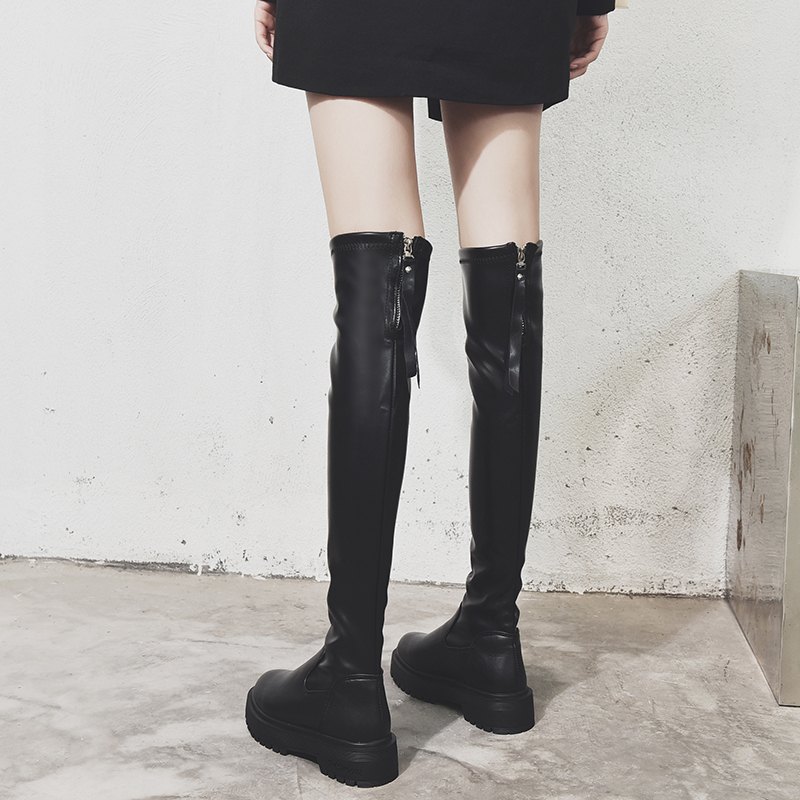 长筒靴女过膝高筒骑士靴小个子粗腿2022新款秋冬加绒平底瘦瘦长靴