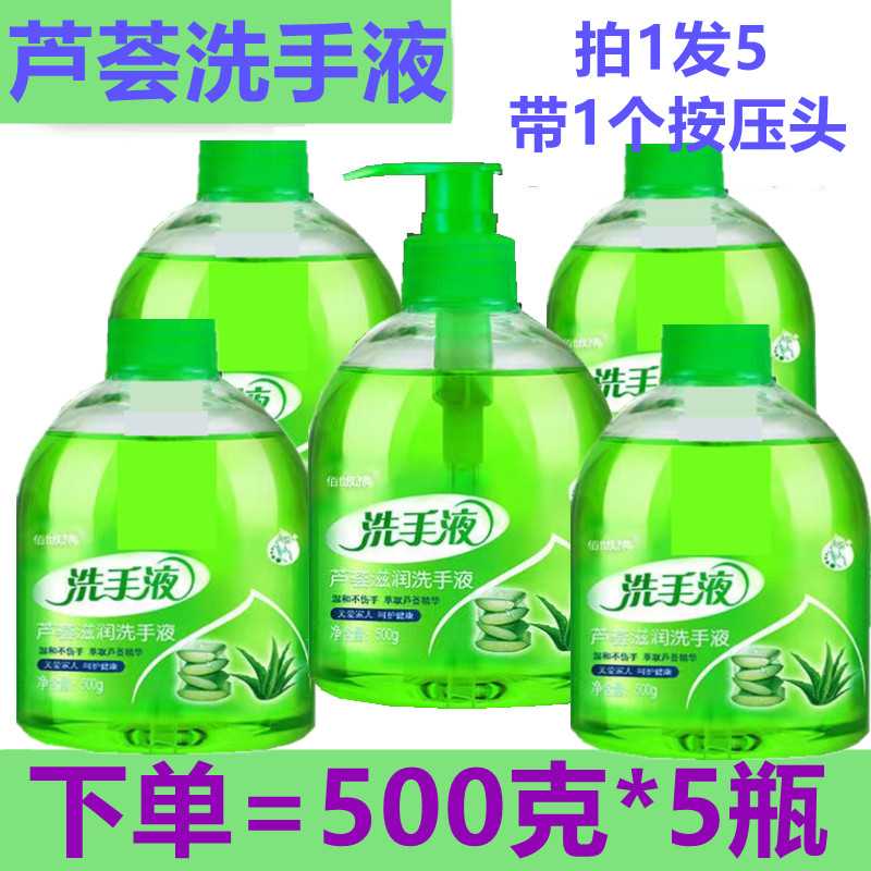 佰世超鸿【拍1发5】芦荟洗手液家用清香型抑菌瓶装家庭装按压式温和