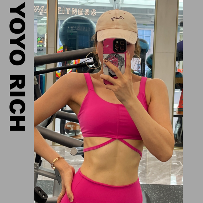 YOYO健身-欧美辣妹裸感瑜伽服紧身运动内衣跑步速干健身瑜伽文胸