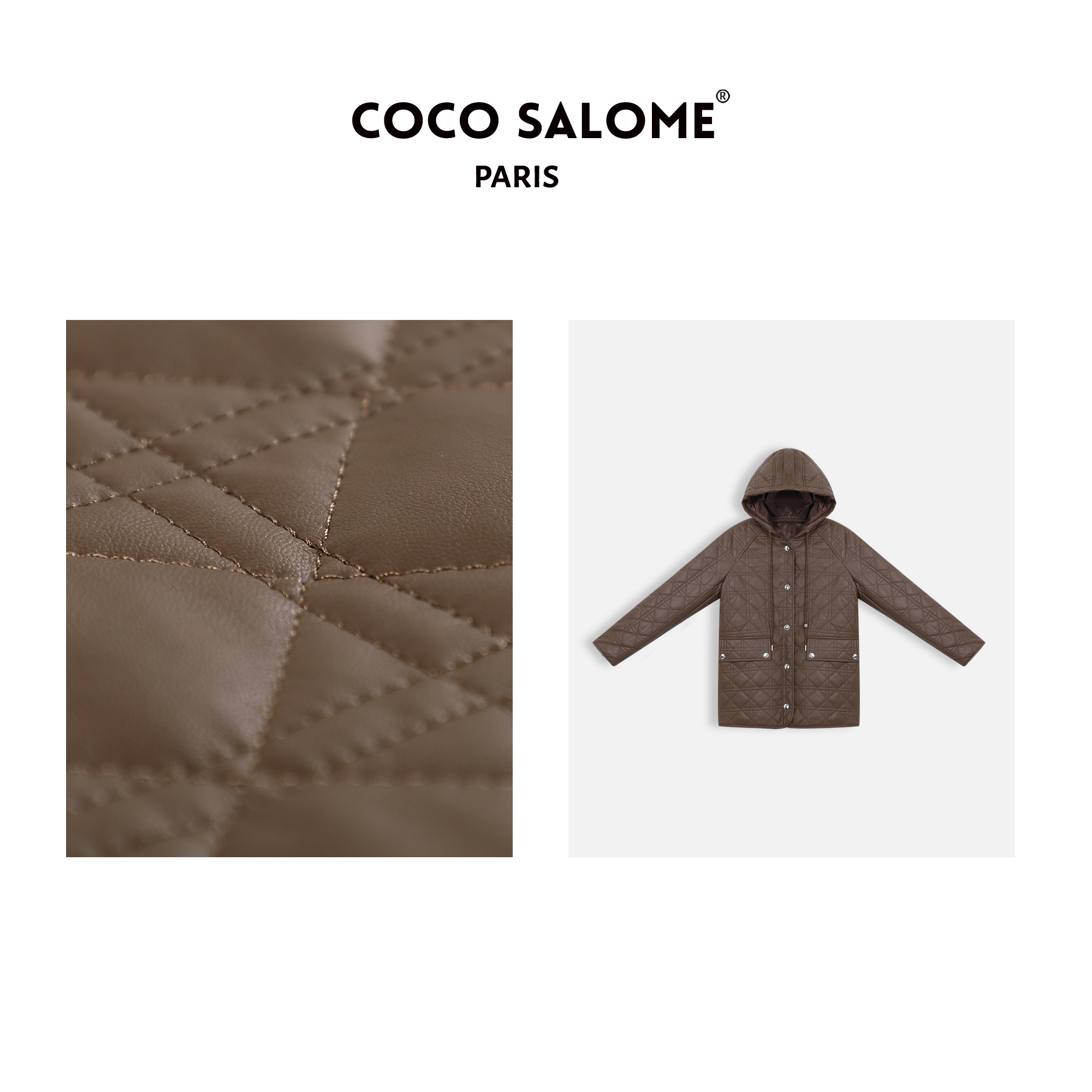 彬彬&SALOME【冬雾胶片】进口骆驼绒型菱格设计气质高端棉外套