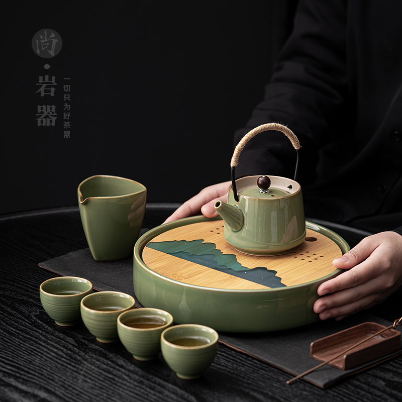 日式功夫茶具套装简易客厅会客茶壶茶杯茶盘整套陶瓷泡茶器家用