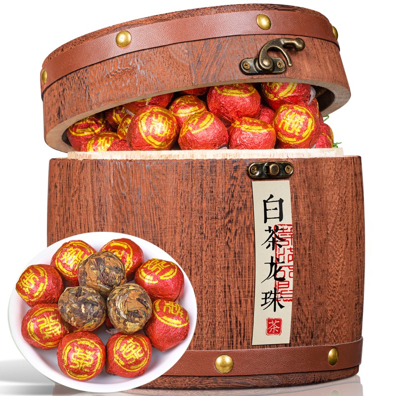 福茗源 白茶龙珠茶叶500g 福鼎白茶2015年陈香老白茶木桶礼盒装