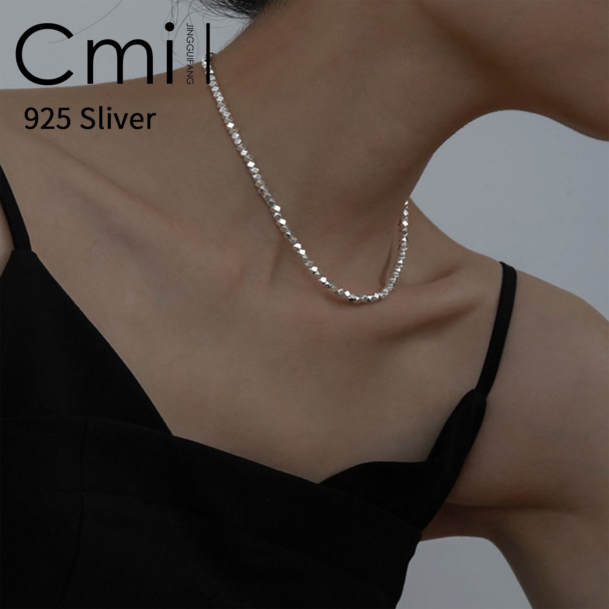 Cmill/晶贵坊 链子925银 【项链】碎银子几何菱形项链N通勤高级感