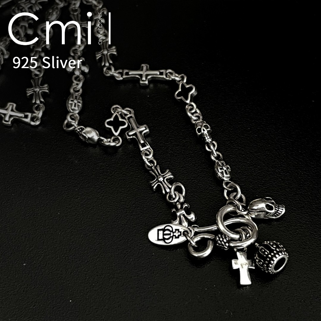 Cmill/晶贵坊 坠链均925银 【项链】起飞十字架四叶草项链N08196