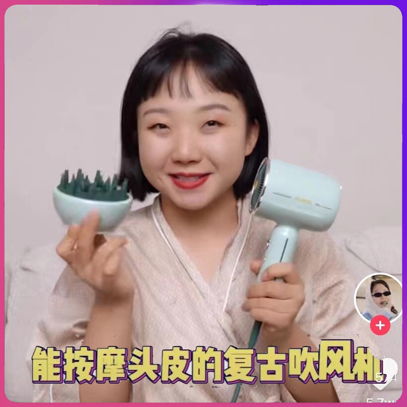 素士复古吹风机负离子护发家用电吹风筒大功率头皮按摩速干防毛躁