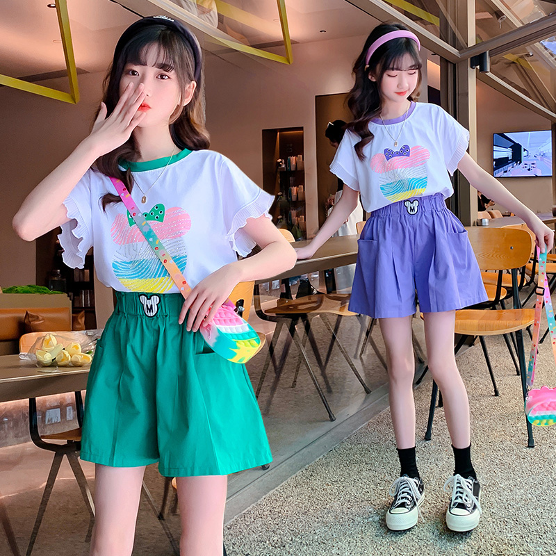 女童夏季套装2024新款洋气时髦短袖童装夏装中大童儿童两件套夏款