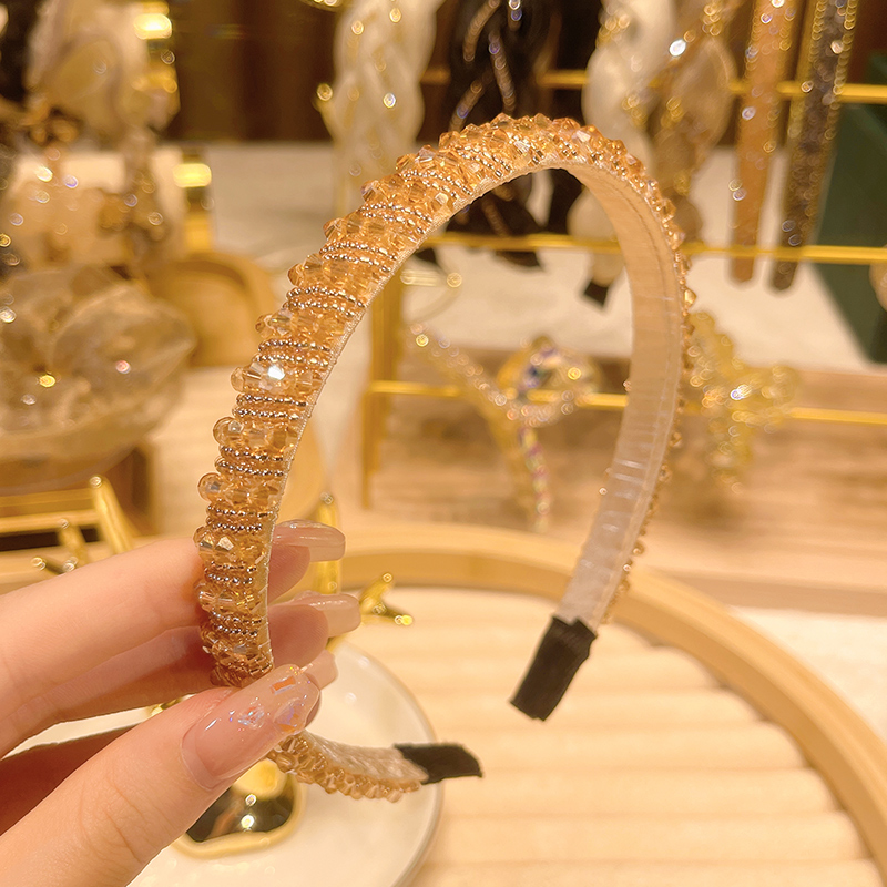 LANKENI/兰可尼无金属亚克力/树脂发饰轻奢重工满钻水晶闪亮发箍