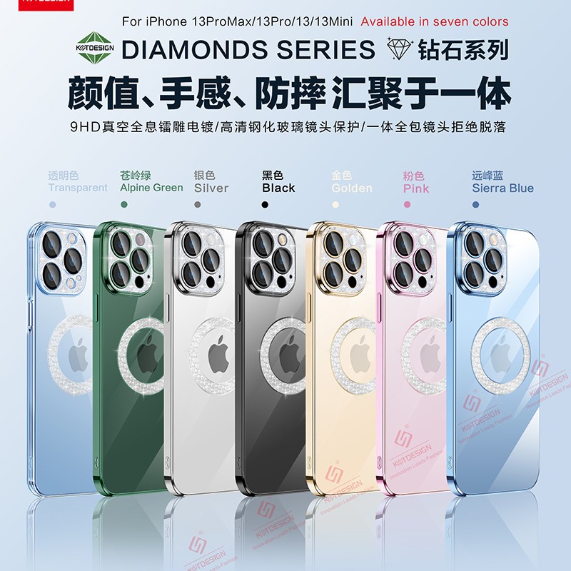 iphone13promax手机壳钻石纹路苹果自带镜头膜裸机12promax保护壳