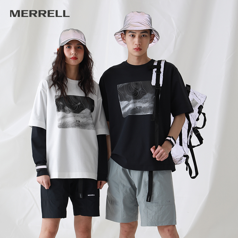 MERRELL迈乐CTR情侣款户外休闲短袖T恤山系简约圆领宽松舒适棉短T