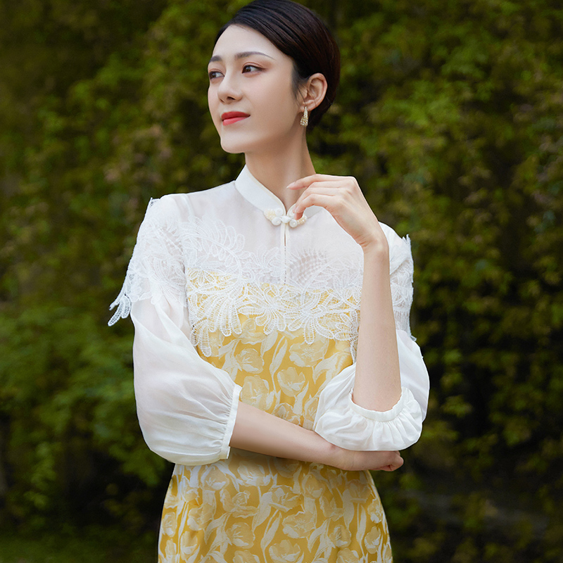 【梨花雨细】 四美子国风改良旗袍连衣裙印花新中式夏气质原创新款