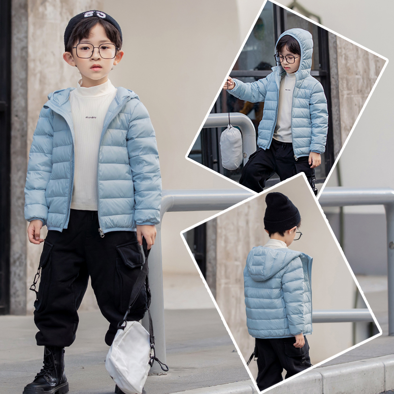 新款儿童羽绒服轻薄款男童女童中大童连帽秋冬小孩9917