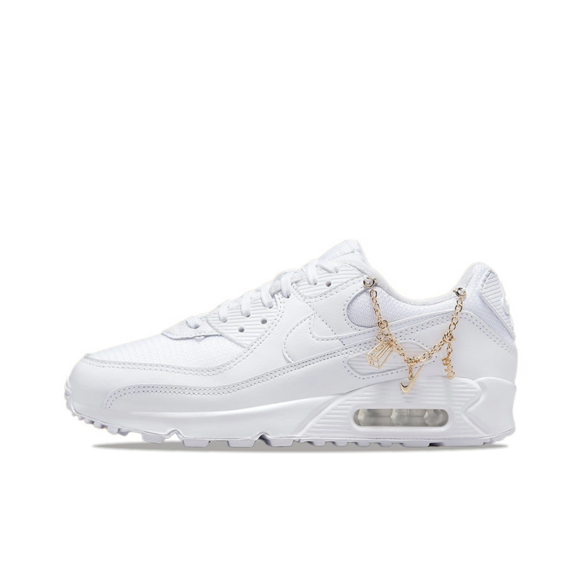 Nike耐克AIRMAX90春季女鞋气垫复古白跑步鞋DH0569-100瑕疵
