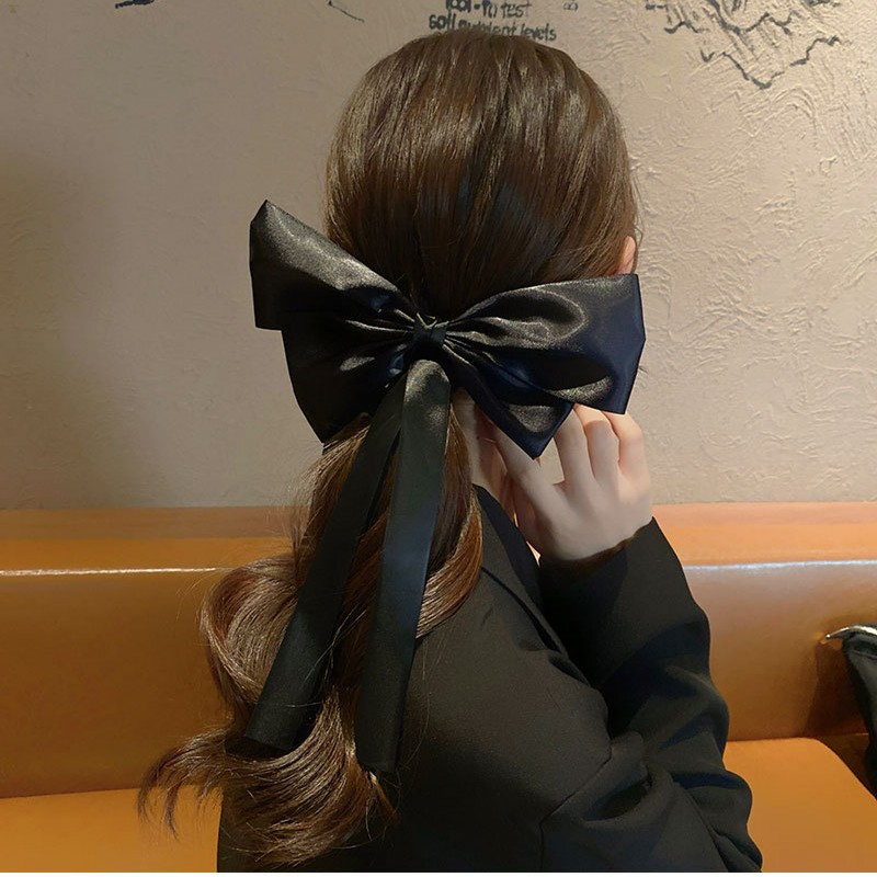 十点严选 吴瑾yan缎面质感蝴蝶结扎头发马尾复古飘带发带弹簧夹