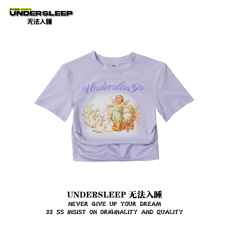 UNDERSLEEP 无法入睡 天使辣妹露肚短袖褶皱收腰短款 22009