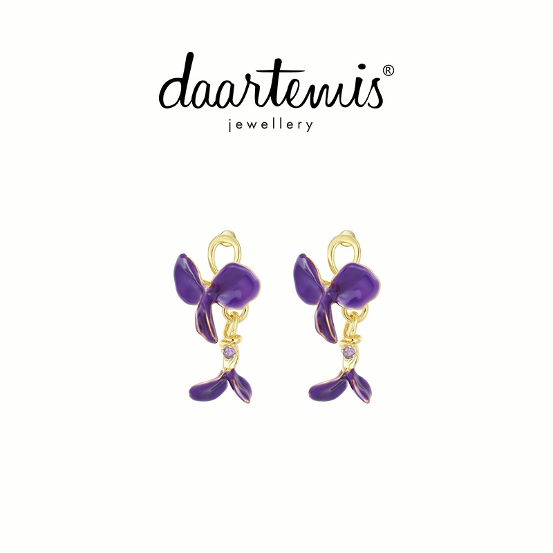 合金珐琅耳饰  daartemis达弥紫藤双花耳环新款设计感耳钉耳坠