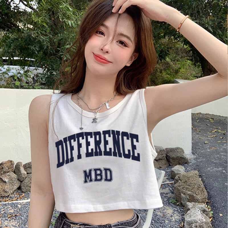 mbd国潮宽松休闲穿搭夏季短款运动落肩短袖背心设计感显瘦青春