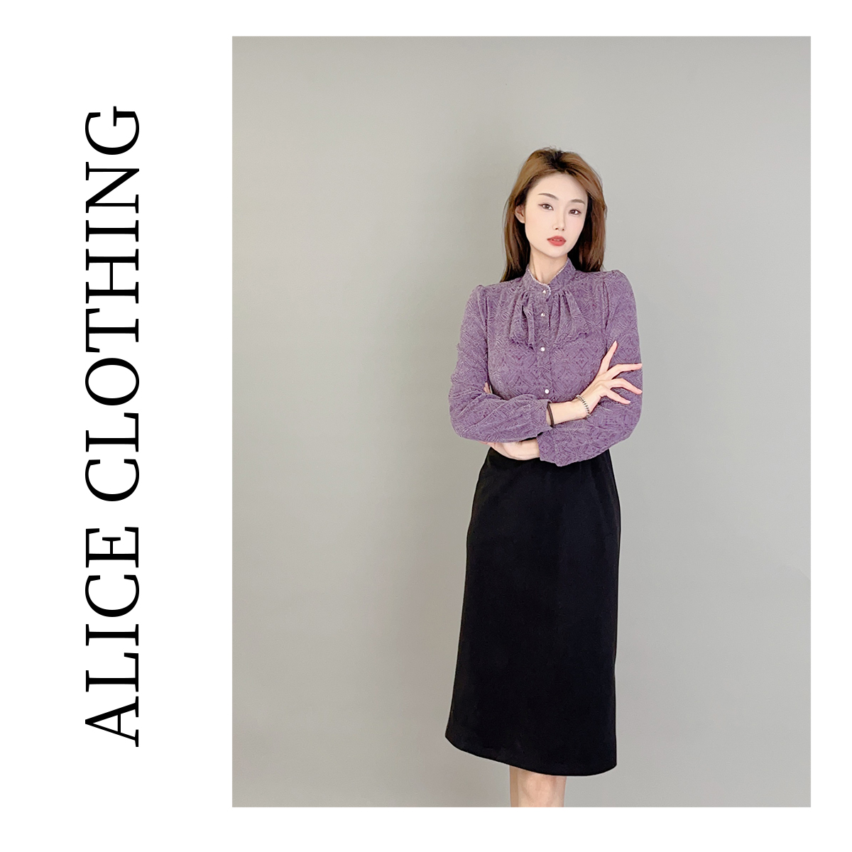 6【ALICE “紫藤恋”优雅连衣裙】浪漫蕾丝 气质通勤 S1032636W