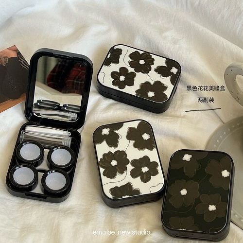 复古个性冷淡风美瞳盒子高颜值两幅装收纳盒高级感少女隐形眼镜盒