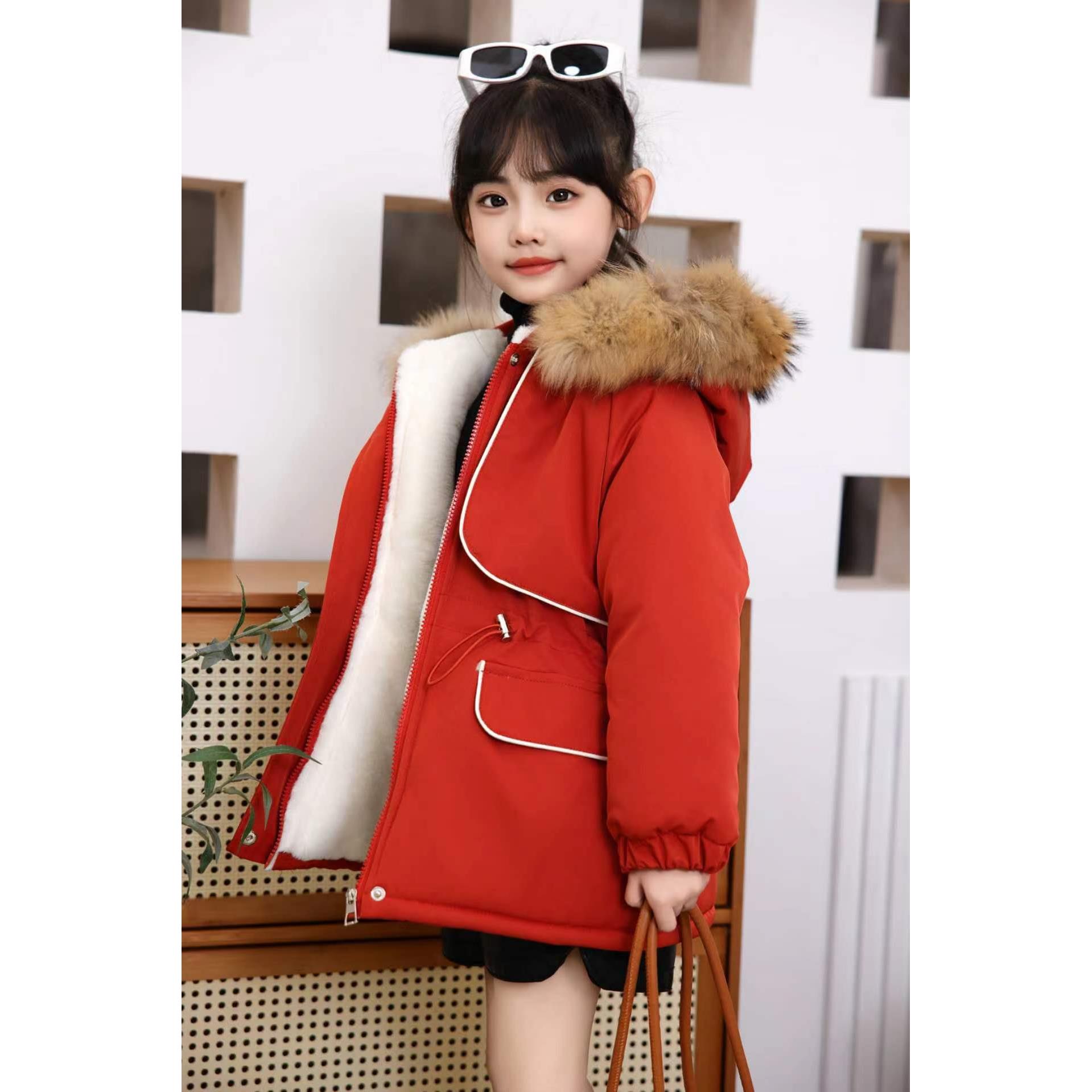 060女童棉服外套秋冬季2023新款收腰加绒加厚棉袄女洋气冬装棉衣