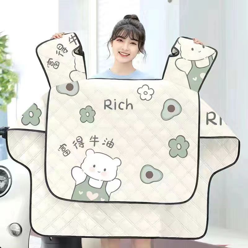 【防晒升级带坐垫】春夏款防风防水加大加宽防晒电动车摩托车挡风被