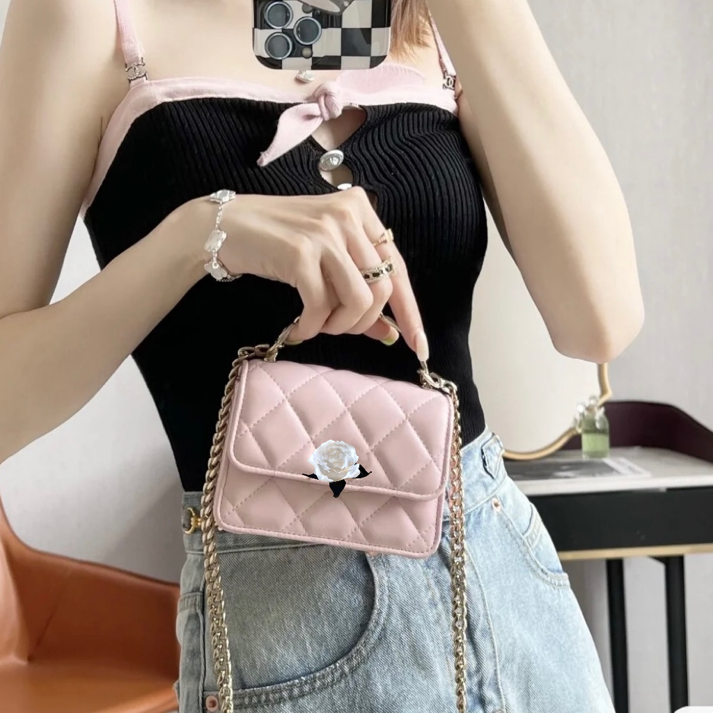 【YUNFAN品牌授权】粉色珐琅手柄链条包