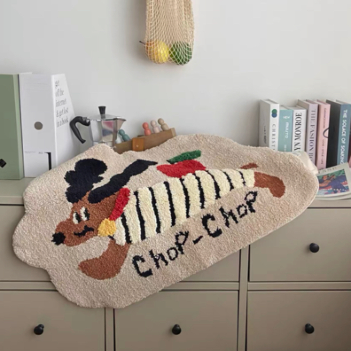 背苹果的小狗 60*80 艺术异形防滑吸水室内地毯