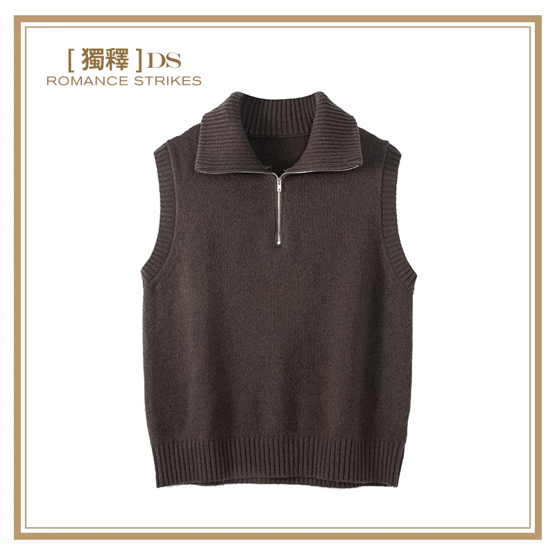【独释】（一个旅人）时髦百搭无袖毛衣DS58171【M衣长：60CM】