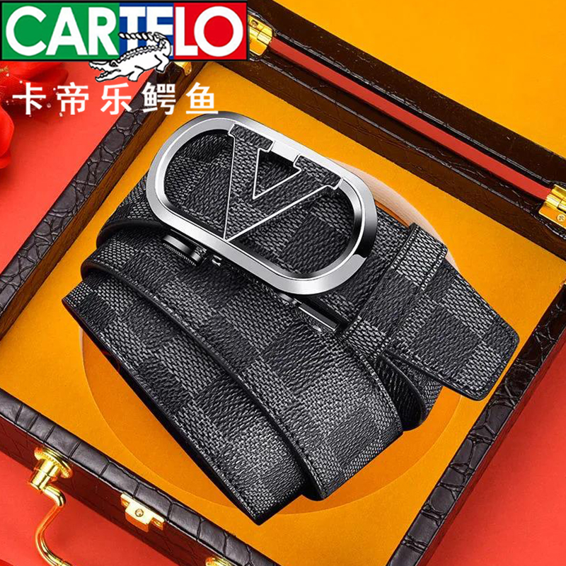 CARTELO/卡帝乐鳄鱼皮带男真皮自动扣腰带年轻牛皮裤带青年韩版潮