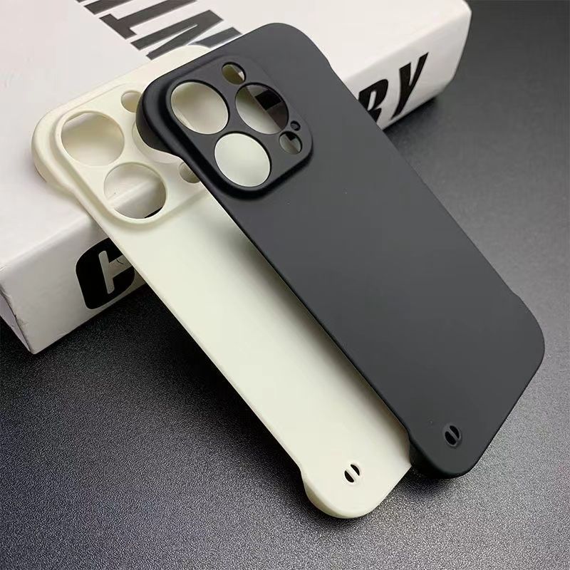 肤感黑白无边框14promax手机壳13pro磨砂iPhone11/12pro硬壳xsmax