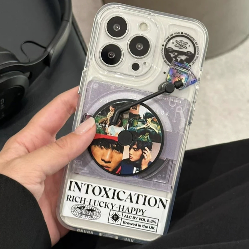 适用苹果系列iPhone14网红手机壳可转动怀旧立体唱片ins创意复古
