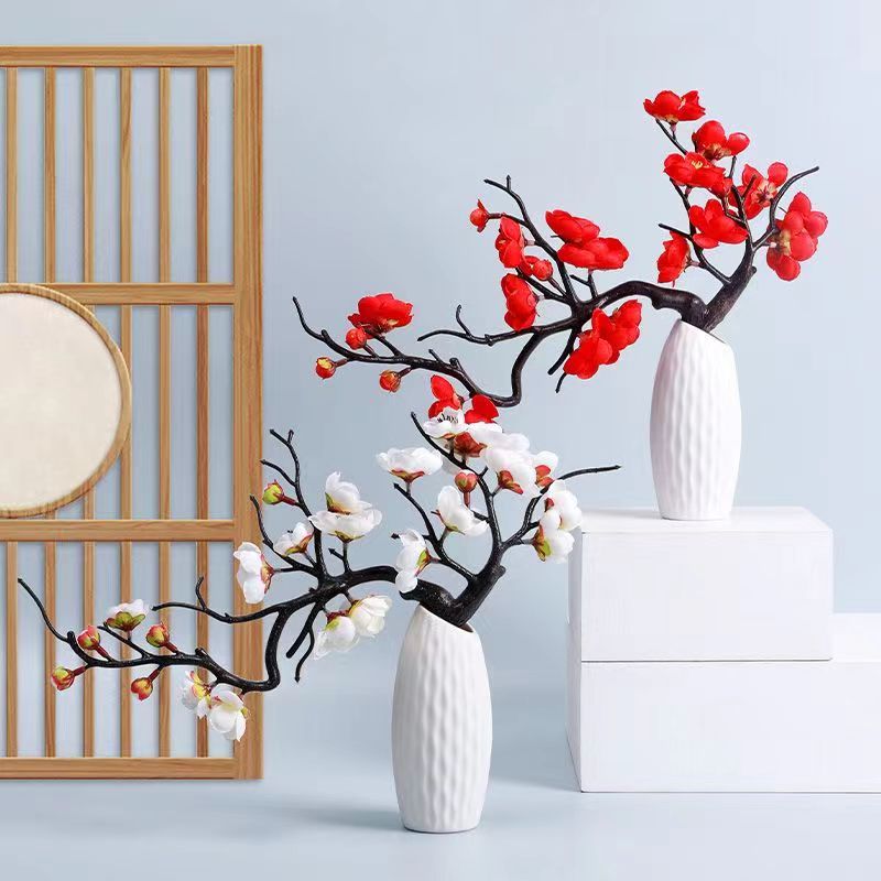 新中式高级小清新客厅仿真花梅花花艺上档次高档仿真花高档上档次