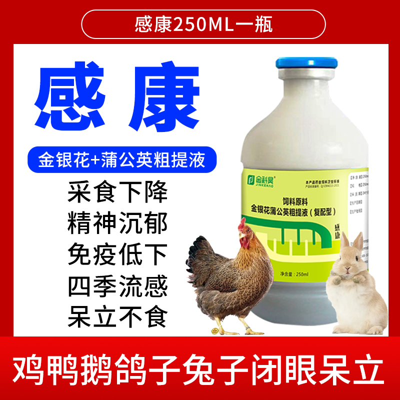 感康芦丁鸡兔子鸭鹅鸽子白痢大肠杆菌肠炎拉稀鸡瘟呆立瞌睡精神差