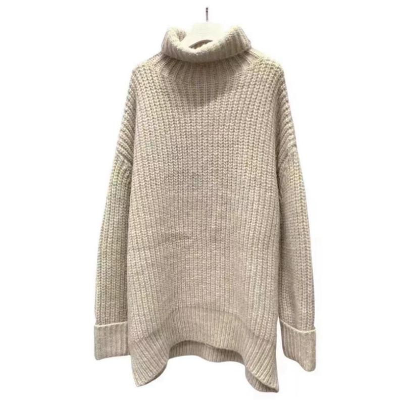 2023秋冬季休闲潮流高领针织厚时尚百搭网红套头毛衣纯色（Z6390）