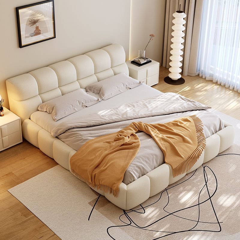 奶油风网红泡芙床双人1.8x2米主卧大床1.5米简约现代布艺落地床款