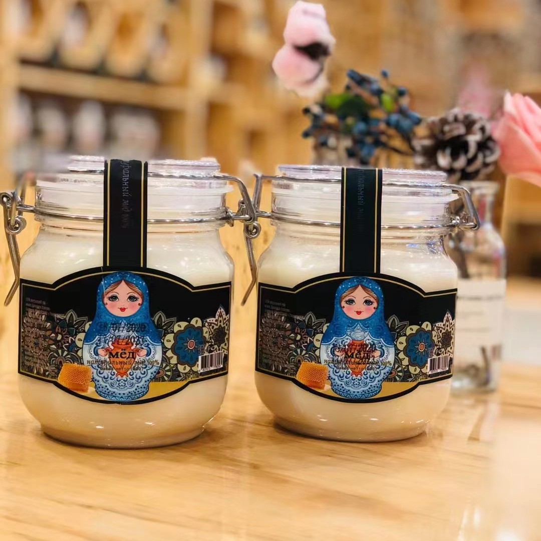 俄罗斯原装进口套娃椴树蜜百花蜂蜜1000g(包邮）冲饮