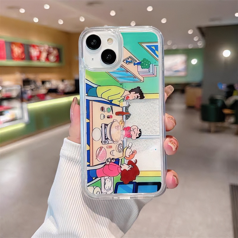 苹果15手机壳iPhone14promax小新吃火锅13卡通创意12防摔11保护套