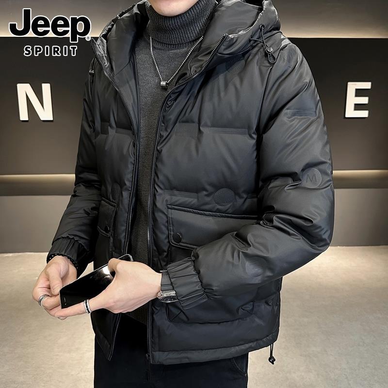 Jeep吉普连帽百搭春季潮牌羽绒服加厚保暖羽绒衣轻薄休闲外套潮流