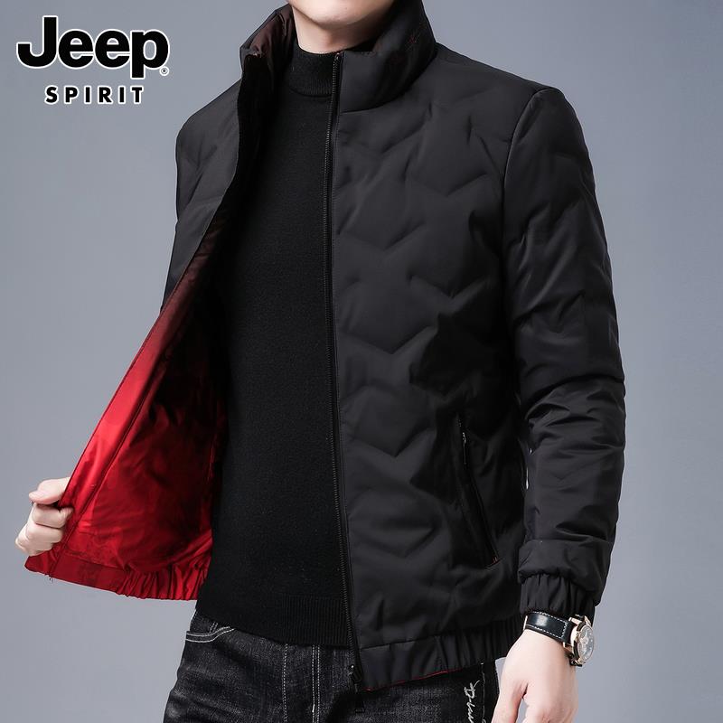 Jeep吉普轻薄羽绒服时尚春季短款潮牌防寒加厚双面穿羽绒衣外套男