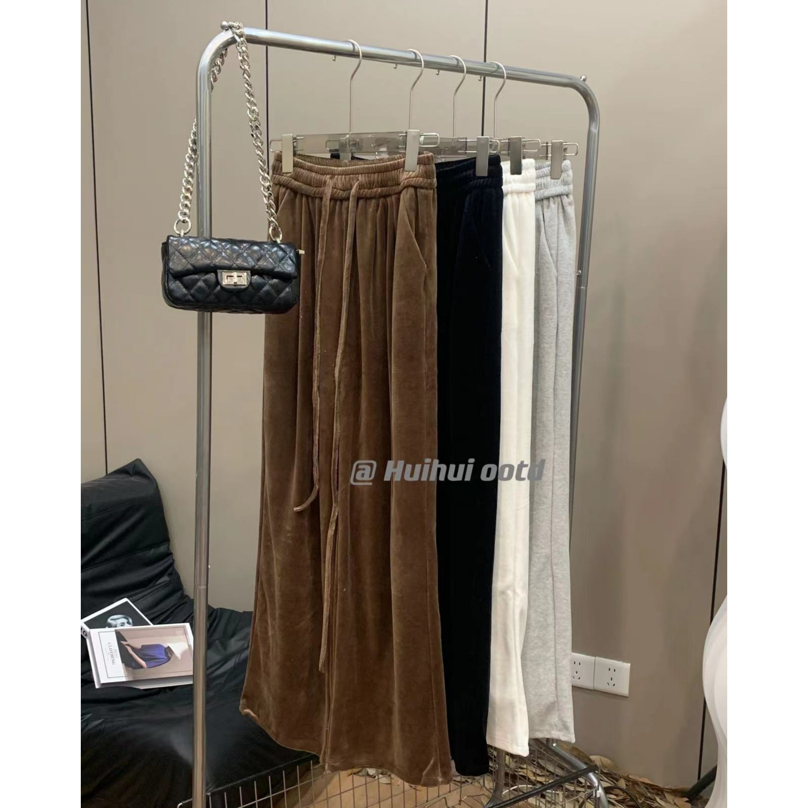 【灰灰穿搭】秋冬季新款慵懒软糯米长裤子直筒垂感休闲毛巾阔腿裤