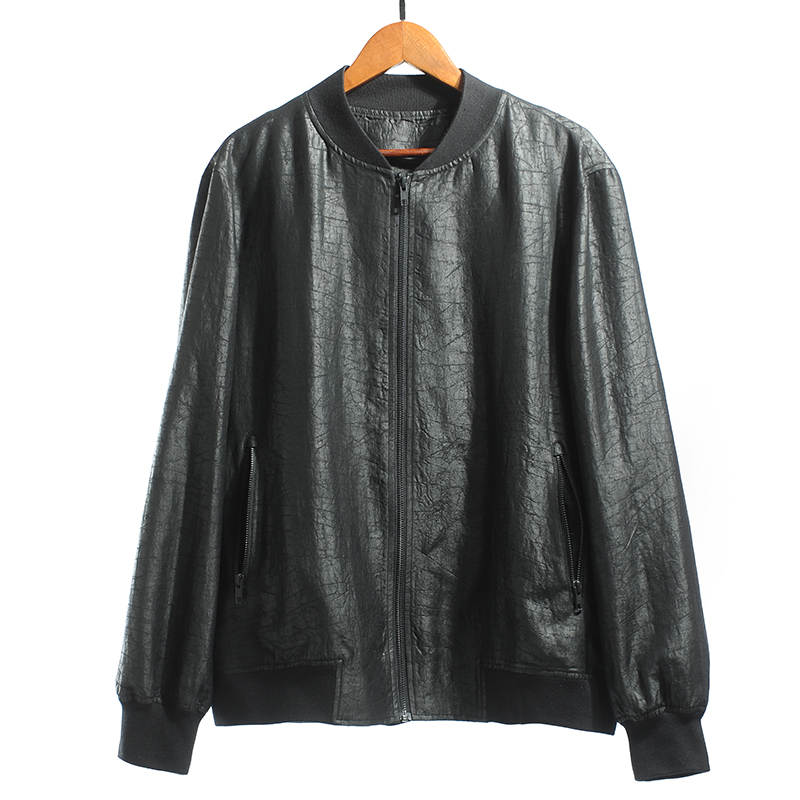 88001单面棒球衫 桑蚕丝龟裂纹香云纱长袖男士上衣外套夹克