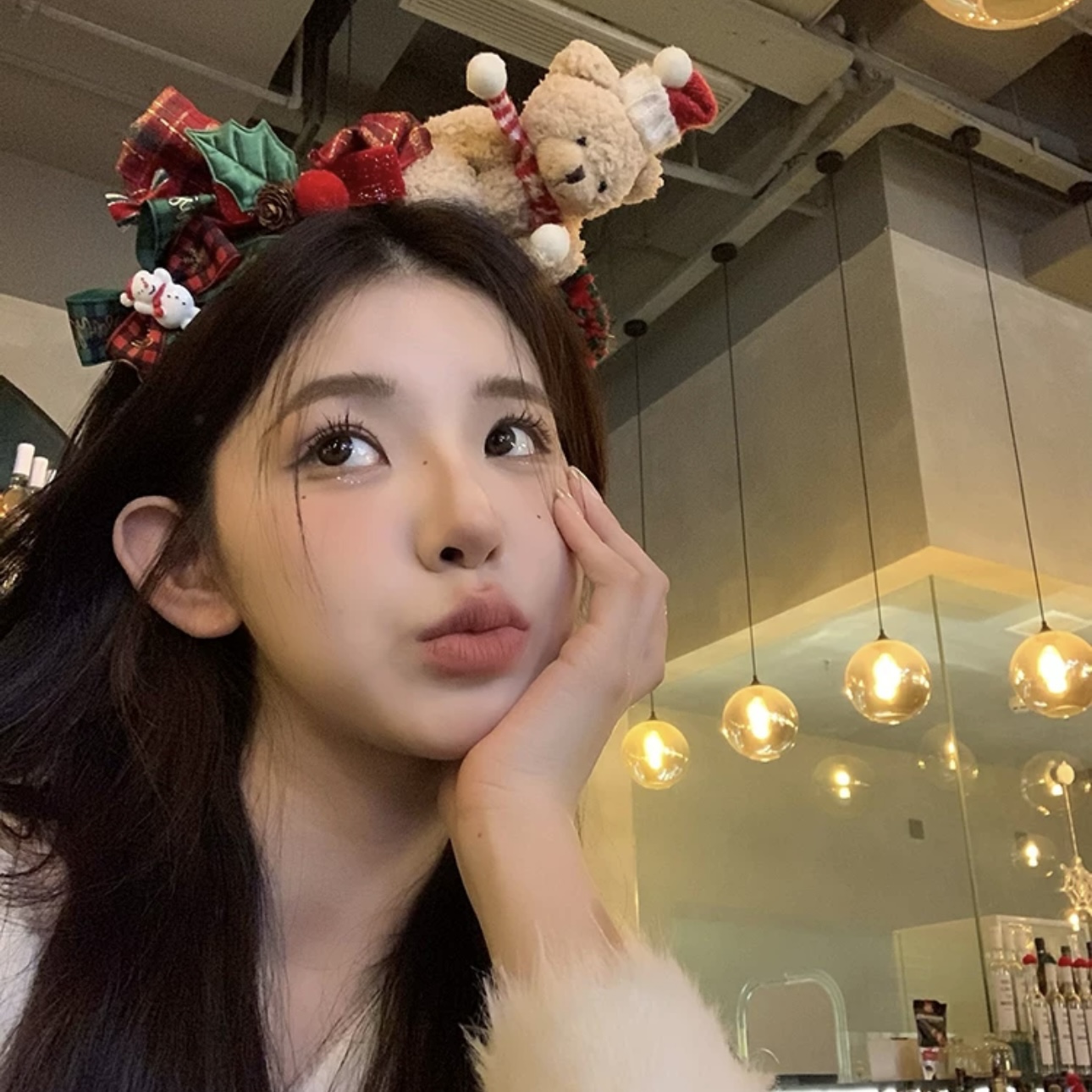 童话风圣诞毛绒小熊发箍可爱少女心百搭发卡压发头箍发饰