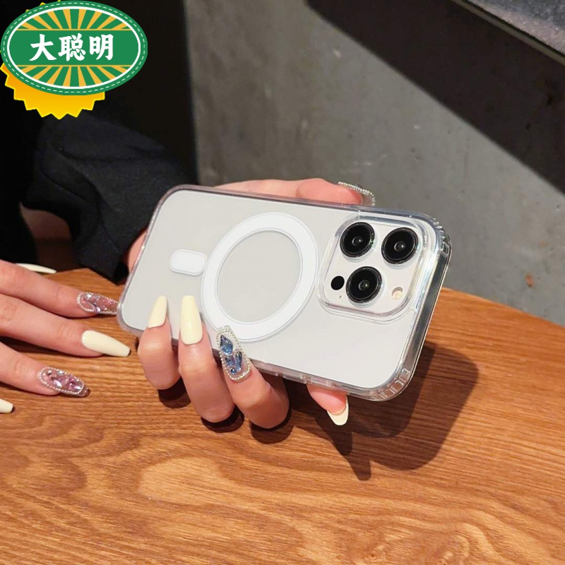 高颜值苹果15promax手机壳Magsafe磁吸全包iphone14透明12防摔/13