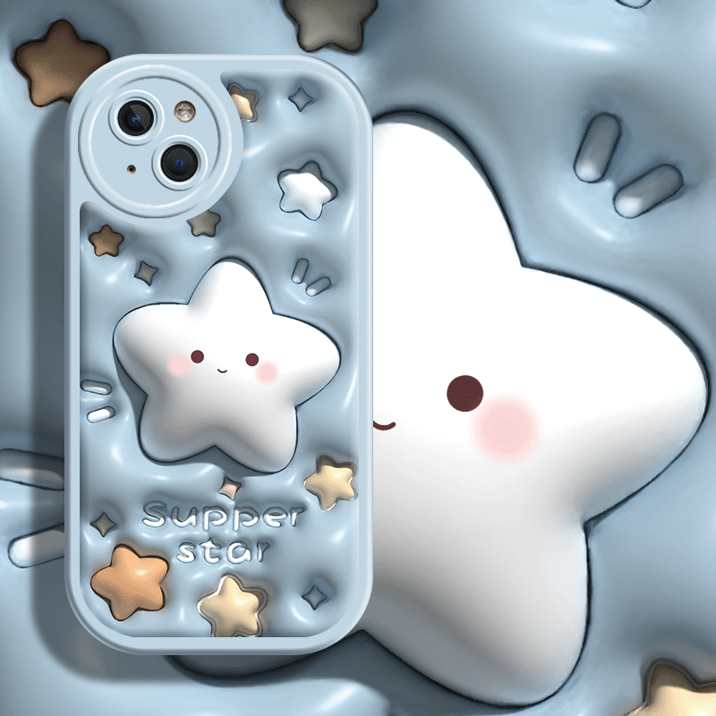 华为/苹果/vivo/oppo/小米3D平面可爱星星潮款气垫创意卡通手机壳
