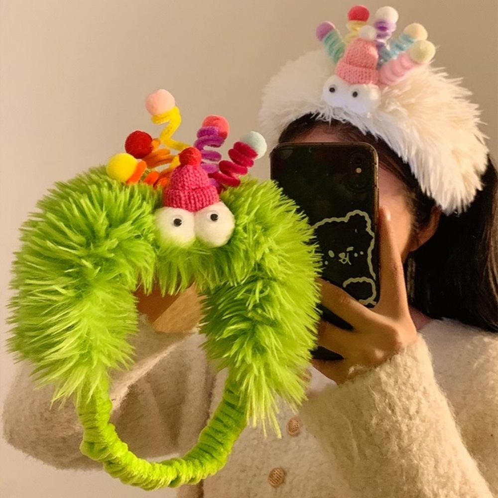 搞怪可爱毛绒小怪兽洗脸发带头饰女发箍趣味防滑头箍发卡秋冬发饰