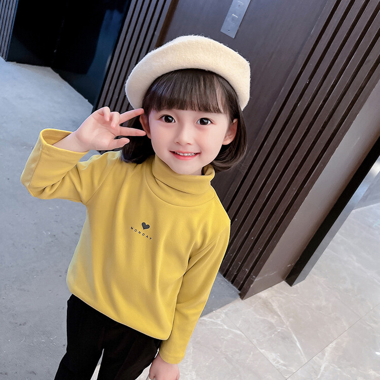 女童打底衫2023新款秋冬半高领纯色洋气时髦儿童冬装宝宝长袖上衣
