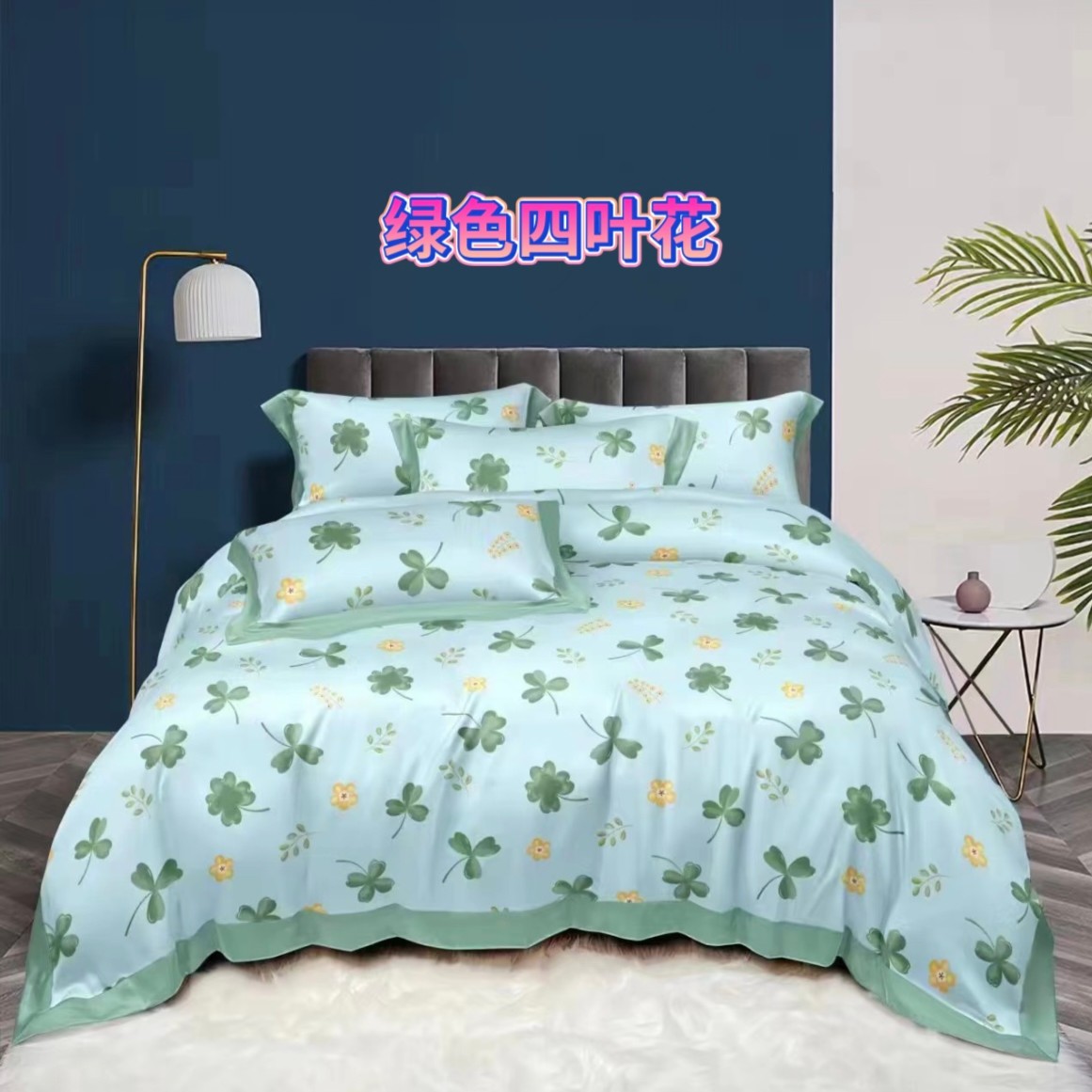 凉感丝柔软夏被绿色印花豆豆夏凉机洗夏凉款被子空调冰丝冰感凉被