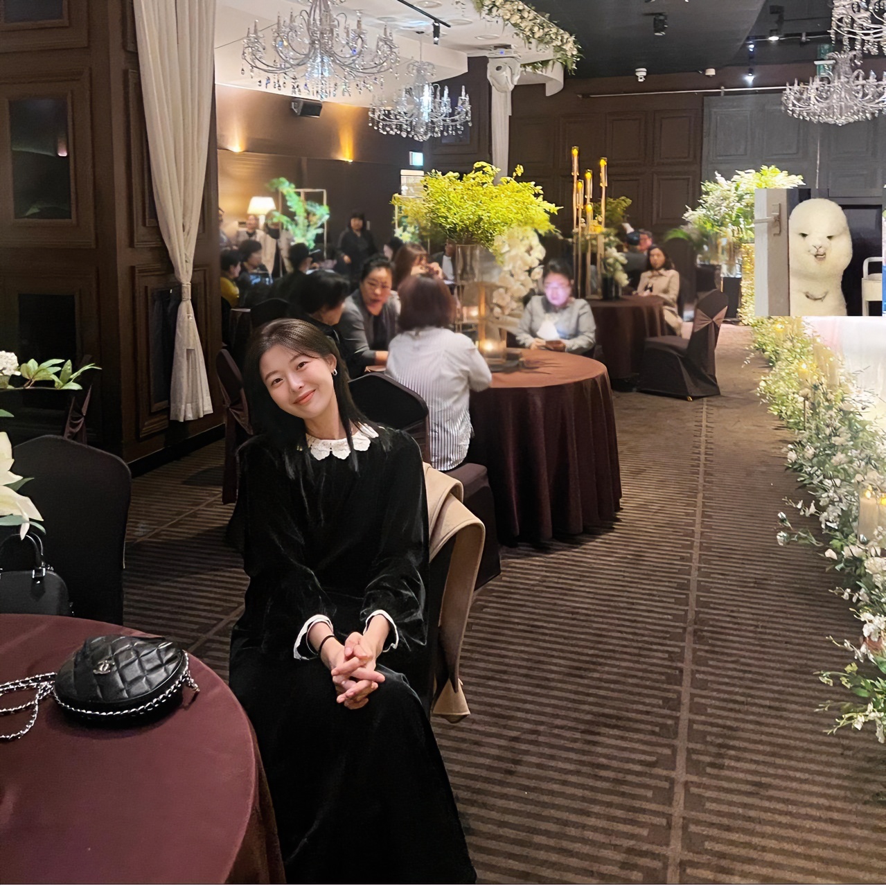 红红【女神降临】韩版法式复古黑色丝绒荷叶边甜美长袖上衣 8108