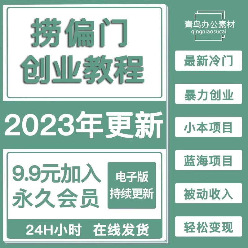 捞偏门小本创业项目偏门项目教程视频2023更新躺赚副业睡后收入