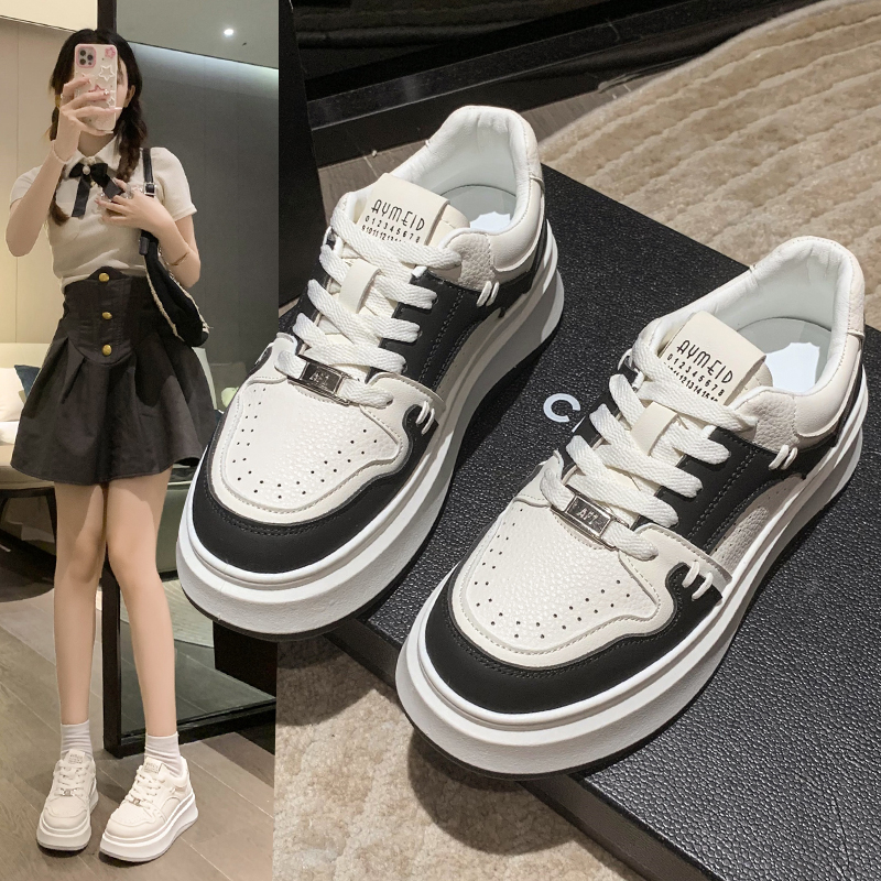 小白鞋熊猫配色2023年新款春秋季节女鞋时尚百搭厚底透气舒适996